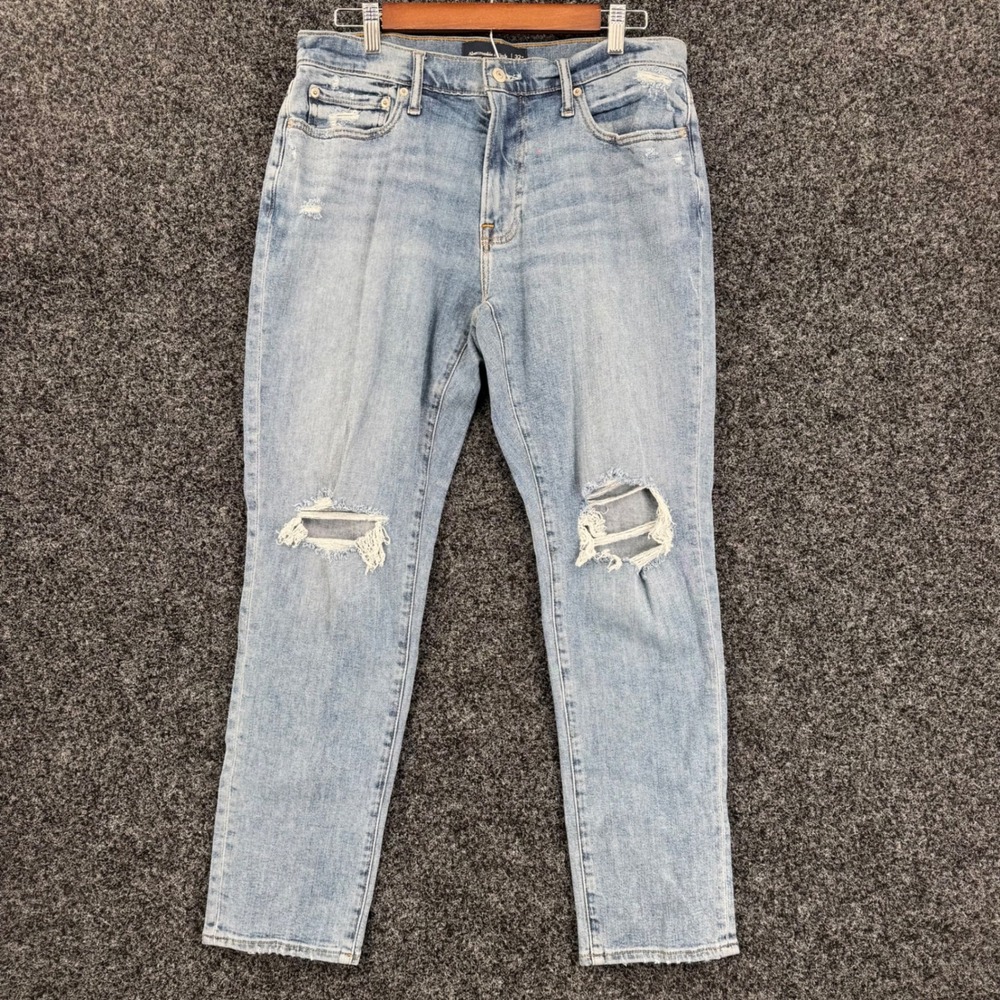 Abercrombie & Fitch Athletic Skinny Stretch Distressed Light Wash Jeans 32x30